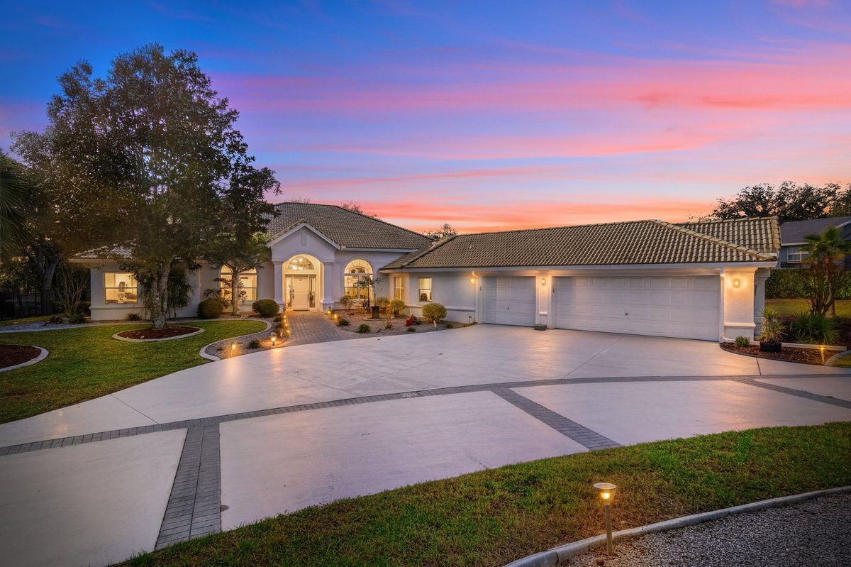 Twilight exterior photo of home at 4036 N Longvalley Rd, Hernando FL - Central Florida drone photography